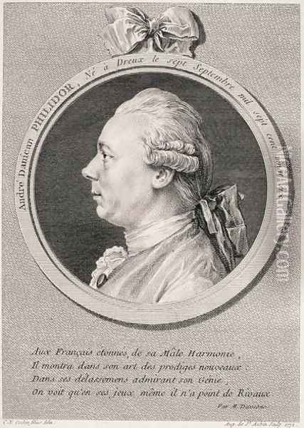 Portrait of Francois-Andre-Danica Philidor (1726-95) 1772 Oil Painting - Cochin, Charles Nicolas II