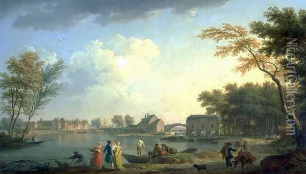 View of the Seine at Nogent-sur-Seine Oil Painting - Claude-joseph Vernet