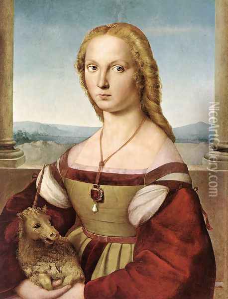 Lady With A Unicorn Oil Painting - Raphael