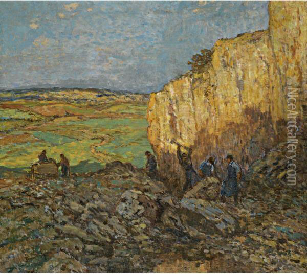 Stone Quarry Oil Painting - Josef Ullmann