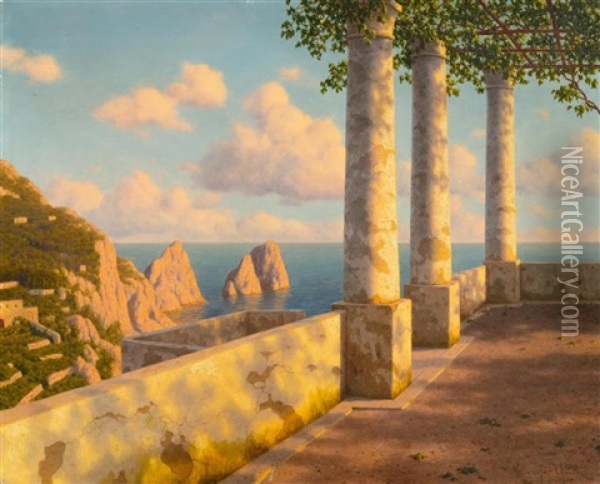 Soir A Capri (italie) Oil Painting - Ivan Fedorovich Choultse