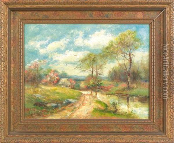 Landscape With A Cottage Oil Painting - Mary B. Leisz