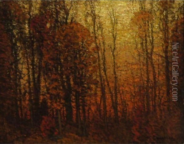 Twilight-Autumnal Landscape Oil Painting - John Joseph Enneking