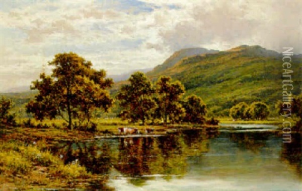 In The Fleur Valley, North Wales Oil Painting - Henry H. Parker