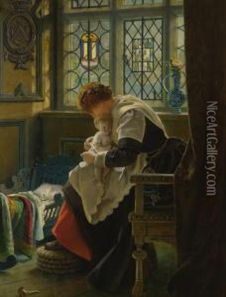 Baby's Corner Oil Painting - Francis John Wyburd