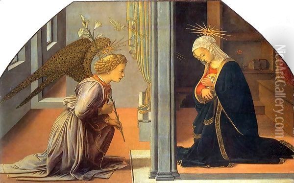 Annunciation 2 Oil Painting - Fra Filippo Lippi