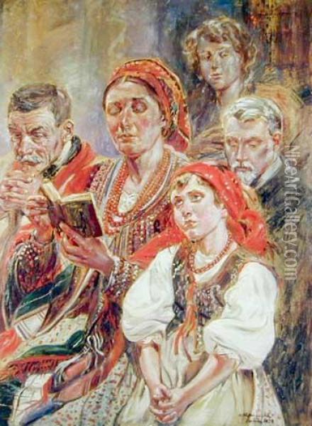 Modlitwa, 1932 R. Oil Painting - Wincenty Wodzinowski