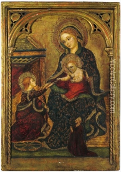Lo Sposalizio Mistico Di Santa Caterina Oil Painting - Jacobello Del Fiore