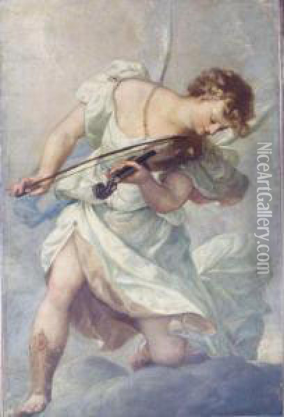 An Angel Playing The Violin Oil Painting - Pietro Liberi