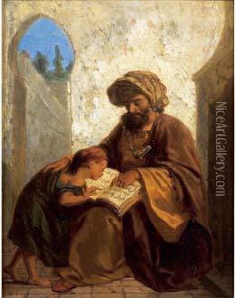 La Lecture Du Coran En Turquie Oil Painting - Julius Josephus Gaspard Starck