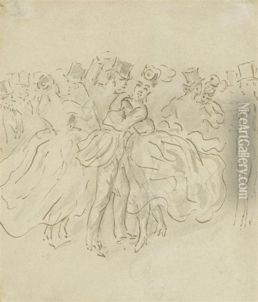Studies Of Dancing Couples Oil Painting - Constantin Guys