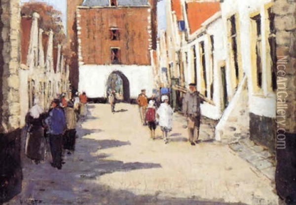 Stadsgezicht Met Stadspoort Oil Painting - Herman Heuff