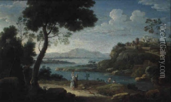 Paesaggio Con Bagnanti Oil Painting - Hendrick Frans van Lint