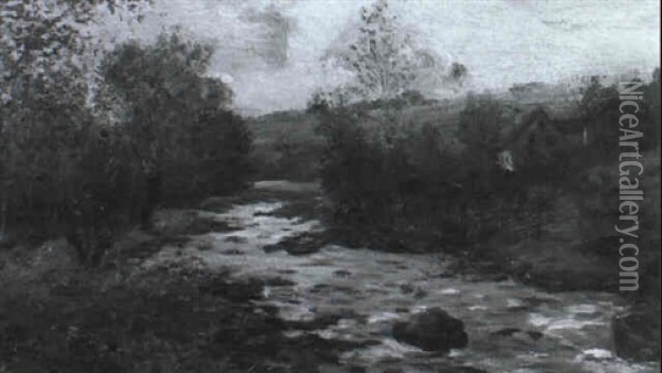 Bachlauf In Herbstlicher Landschaft Oil Painting - Julius Kornbeck