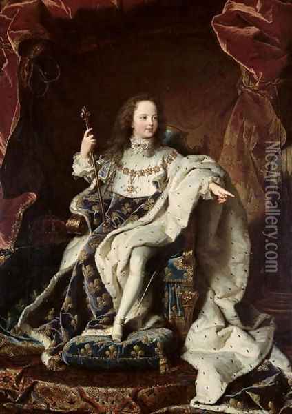 Portrait of Louis XV 1710-74 in Coronation Robes, 1715 Oil Painting - Hyacinthe Rigaud