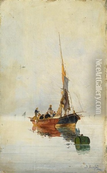 Fishing Oil Painting - Vassilios Hatzis
