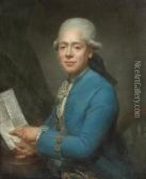 A Portrait Of A Swedish Nobleman Oil Painting - Marie Suz. Giroust Roslin