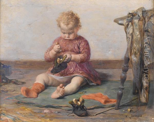 Playtime Oil Painting - Georg Jakobides