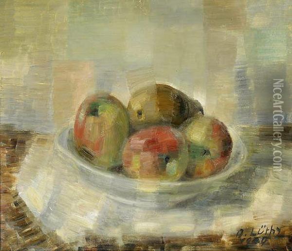 Apfelstillleben Oil Painting - Oskar Wilhelm Luthy
