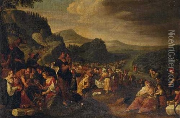 Der Zug Der Israeliten Durch Das Rote Meer Oil Painting - Hans Jordaens III