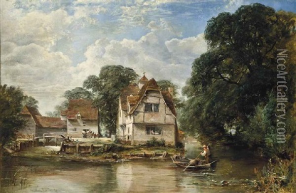 On The Thames Near Bray, Berkshire Oil Painting - William Gosling