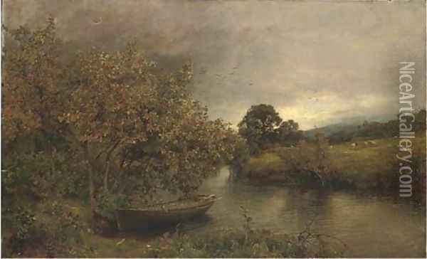 A tranquil river in summer Oil Painting - James Lawton Wingate