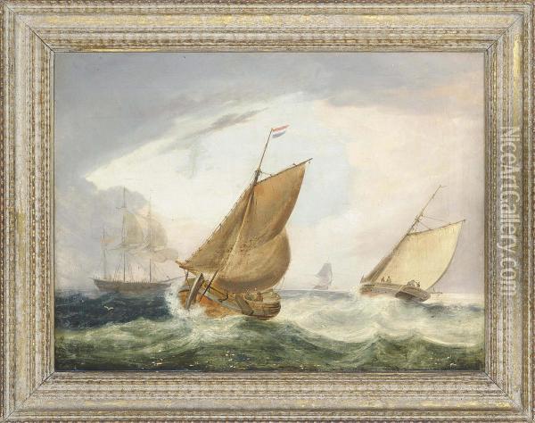 Shipping On Rough Seas Oil Painting - Edward William Cooke