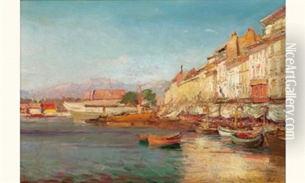 Vue Du Port De Martigues Oil Painting - Henri Malfroy-Savigny