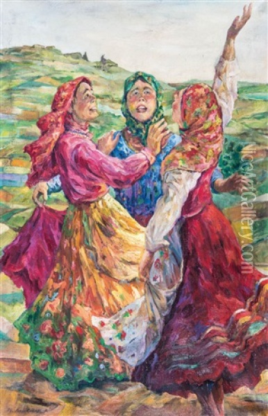 Dancing Women Oil Painting - Filip Malyavin