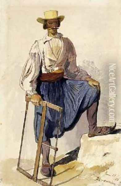 Greek Woodcutter Oil Painting - Edward Lear