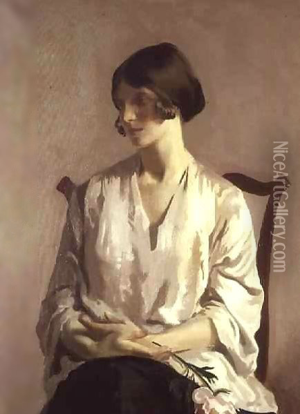 Portrait of a Young Lady (The Artist's Wife) Oil Painting - Archibald George Barnes