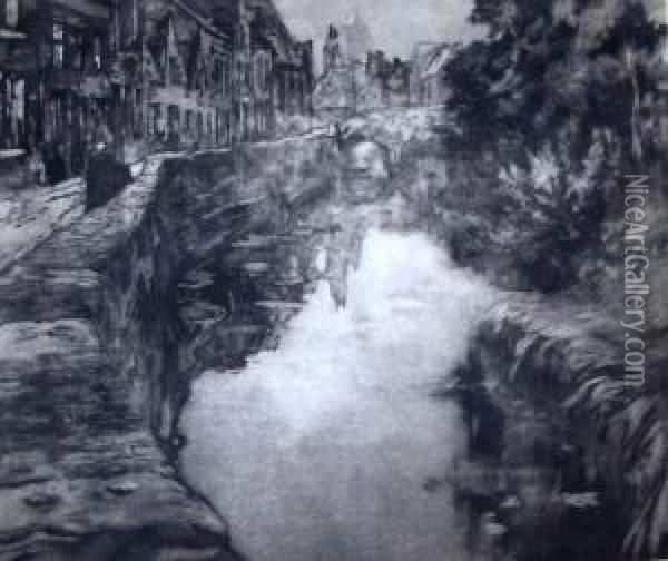 Speelmansrei, Brugge Oil Painting - Albert Baertsoen