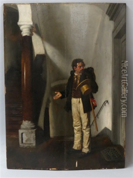 Perplexed Man In Hallway Oil Painting - Carl Kronberger
