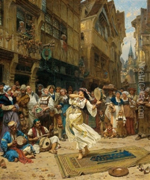Tanzende Zigeunerin Oil Painting - Adrien Moreau