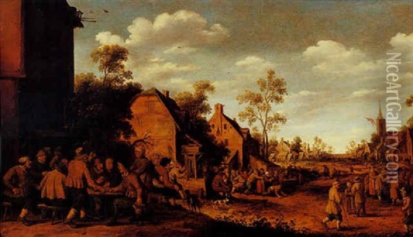 Scene De Fete Villageoise Oil Painting - Joost Cornelisz. Droochsloot