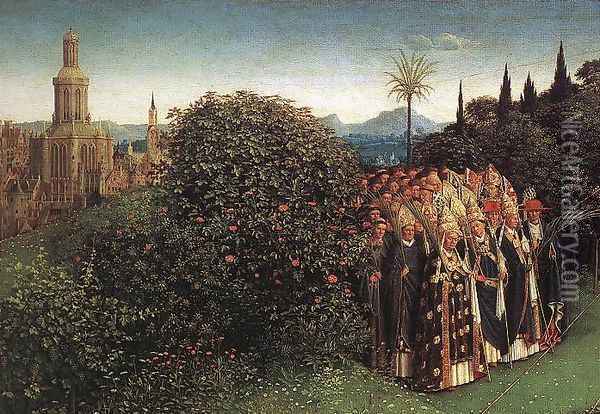 The Ghent Altarpiece- Adoration of the Lamb (detail 5) 1425-29 Oil Painting - Jan Van Eyck