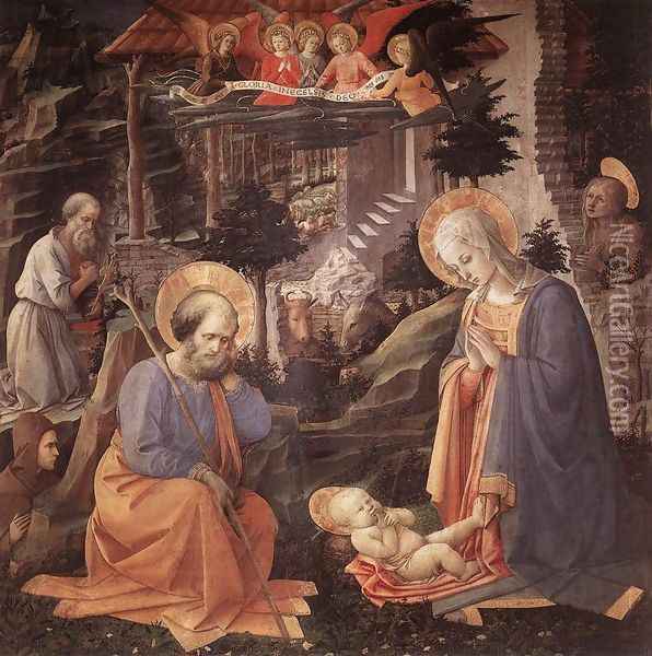 Adoration of the Child c. 1455 Oil Painting - Fra Filippo Lippi