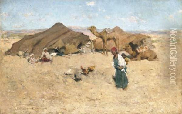 Arab Encampment, Biskra Oil Painting - Willard Leroy Metcalf