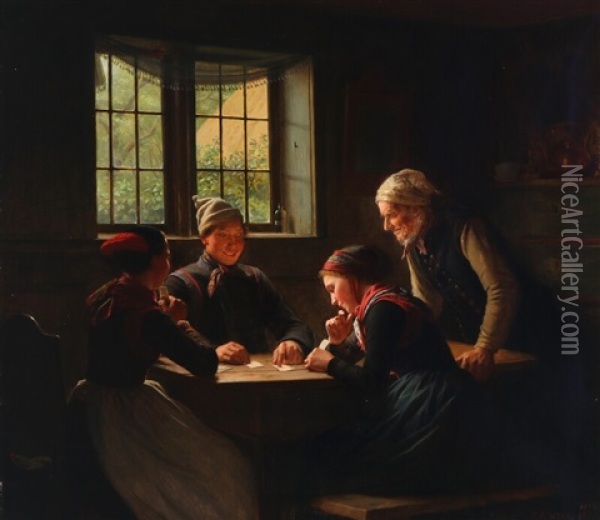 Sorteper-spillere Oil Painting - Johann Julius Exner