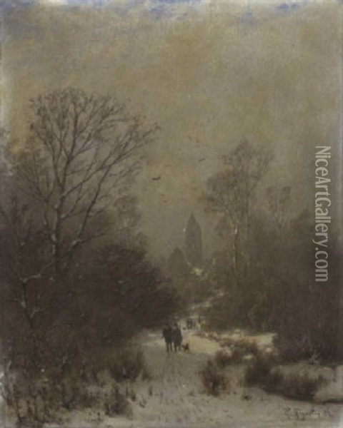 Das Oberfohringer Kicherl Im Winter Oil Painting - Heinrich Gogarten