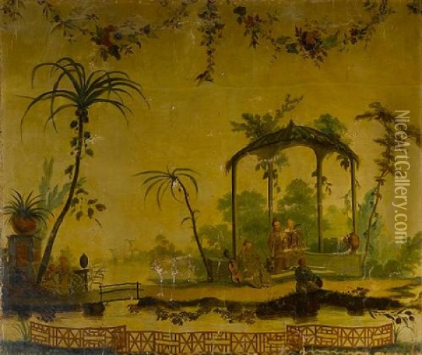 Chinoiserie Scene Oil Painting - Jean Baptiste Pillement