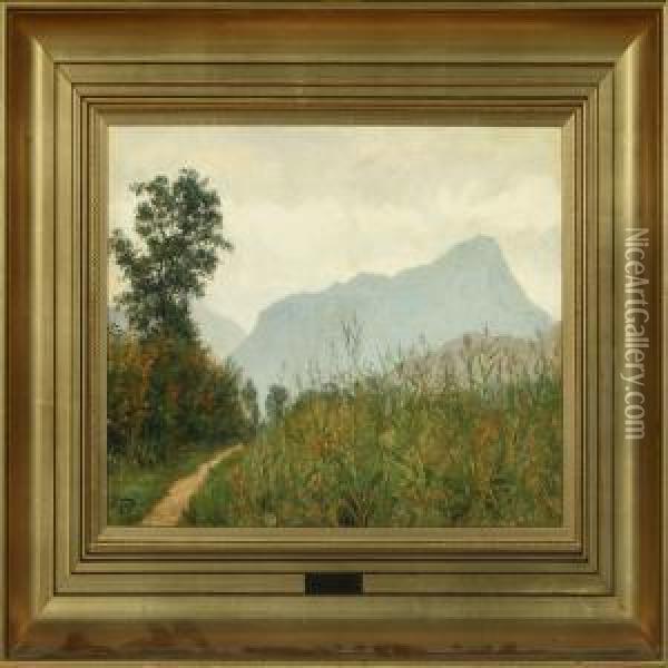 Mountain Scenery, Italy Oil Painting - Edvard Frederik Petersen