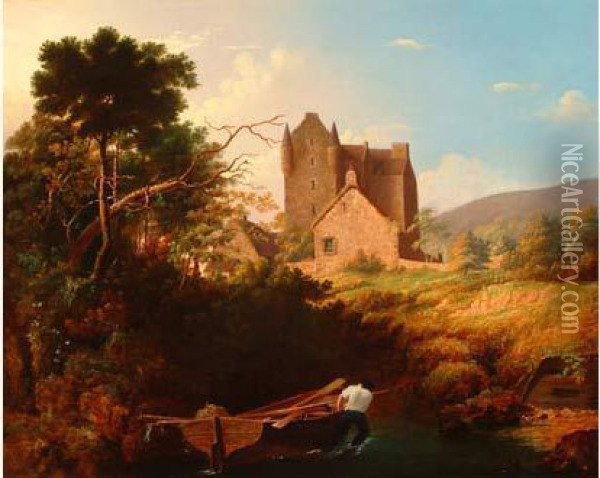 Chateau Oil Painting - John Linnell