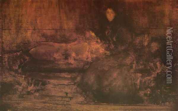 Brown and Gold: Portrait of Lady Eden Oil Painting - James Abbott McNeill Whistler