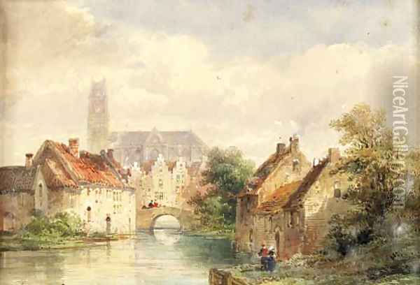 A river landscape Oil Painting - Pierre Justin Ouvrie