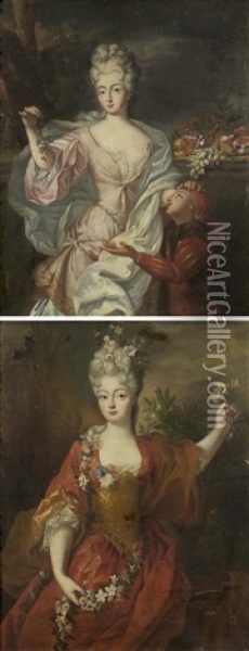 Portrait Presume De Mademoiselle De Blois (+ Portrait De Jeune Femme Avec Une Grappe De Raisin; Pair) Oil Painting - Nicolas de Largilliere
