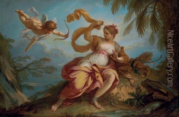Diana Chased By Cupid Oil Painting - Jean (le Romain) Dumont