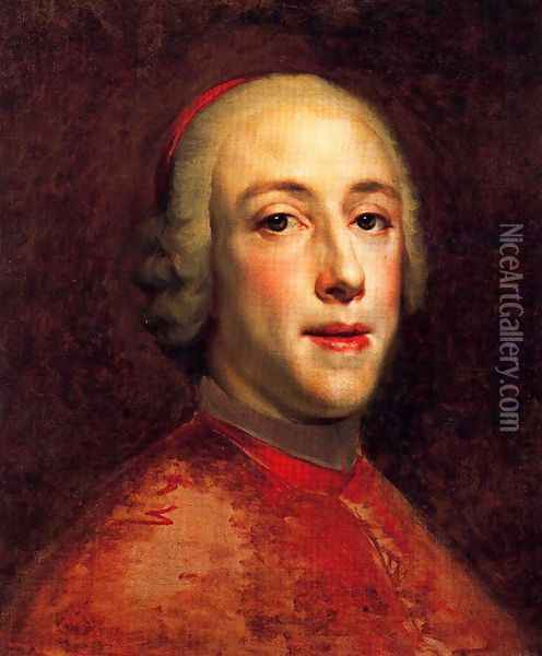 Portrait of Henry Benedict Marie Clement Edward Stuart, Cardinal York Oil Painting - Anton Raphael Mengs