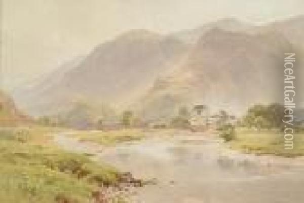 River Derwent At Grange In Borrowdale Oil Painting - Harry Sutton Palmer
