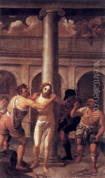 Jesus Atado A La Columna Oil Painting - Pedro (El Mundo) Navarrete
